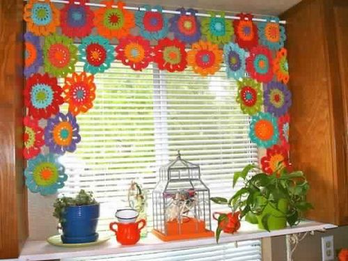 Cortinas FLORES DE CROCHE